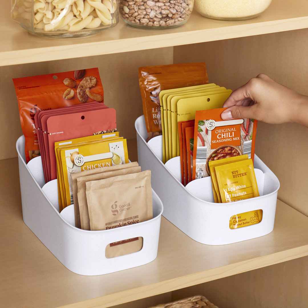 Pantry Organizers YouCopia ShelfBin Packet Organizer, 4-Tier Raised Divided Bin, BPA-Free Kitchen Organizer